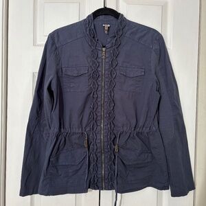 XCVI Navy Blue Drawstring Waist Utility Jacket Size M